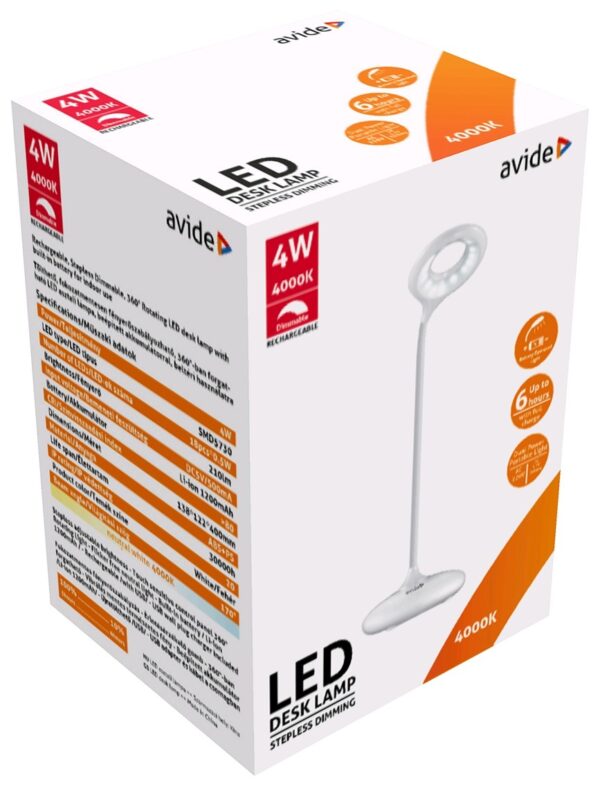 Avide LED Φωτιστικό Γραφείου Minimal Άσπρο 4W