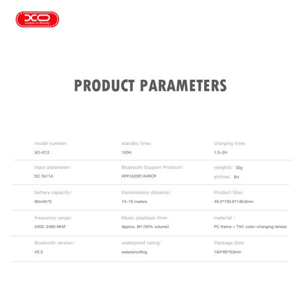 e12e12.jpg XO E12 Smart Audio Γυαλία με Προστασία από Μπλε Φως Οθόνης