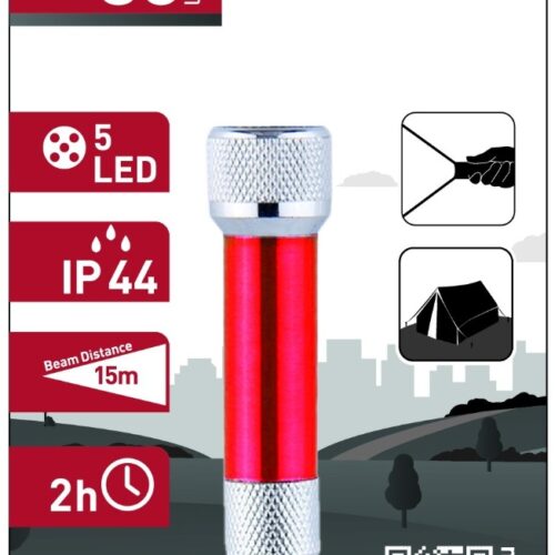 Entac Φακός 5 LED Μπρελόκ Κόκκινο