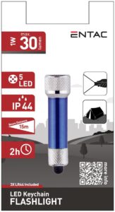 Entac Φακός 5 LED Μπρελόκ Μπλέ