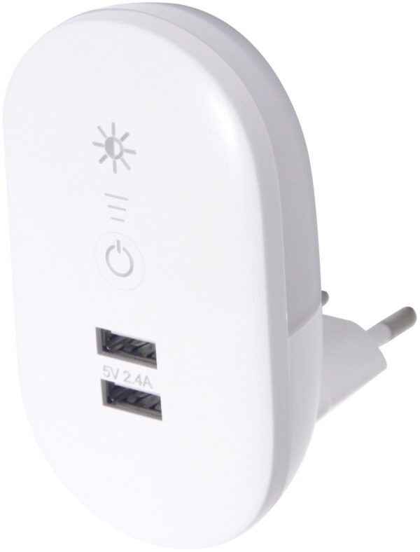 Entac Φωτάκι Νυκτός 3000K Ντιμαριζόμενο με 2 USB Θύρες
