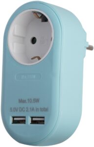 Entac Πρίζα Σούκο με 2 Θύρες USB (total 2.1A) Μπλέ