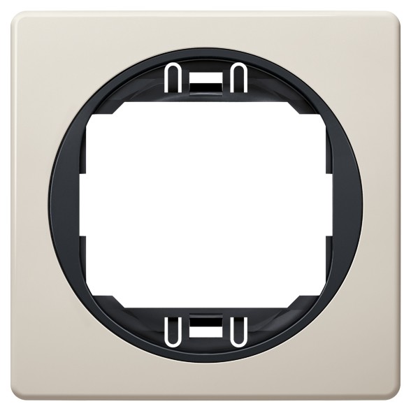 EON E6801.9E One-gang frame 80x80, beige with black holder