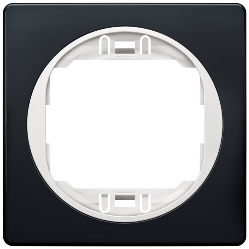 EON E6801.E10 One-gang frame 80x80, soft-touch black with white holder