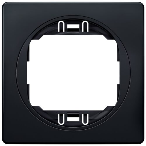 EON E6801.E1E One-gang frame 80x80, soft-touch black with black holder