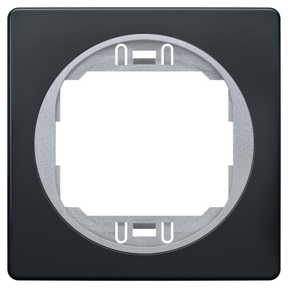EON E6801.S1E One-gang frame 80x80, antic silver with black holder