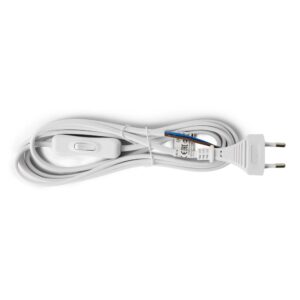 Entac Rewireable Καλώδιο 2G0.75 με Διακόπτη ON/OFF Λευκό 2.5m
