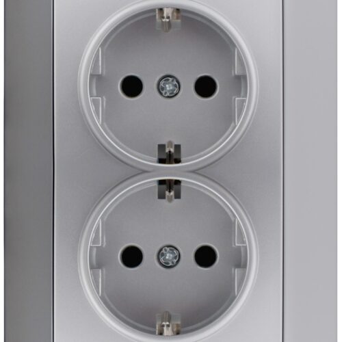 Entac Arnold Recessed wall socket 2x earthed Silver