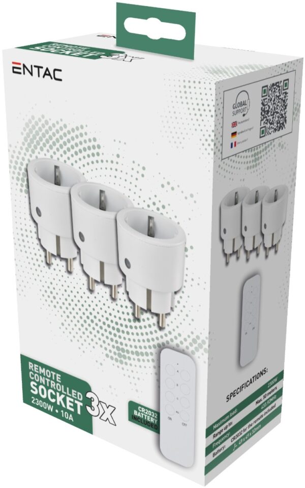 Entac Remote Controlled Socket Set 3xSockets with RC