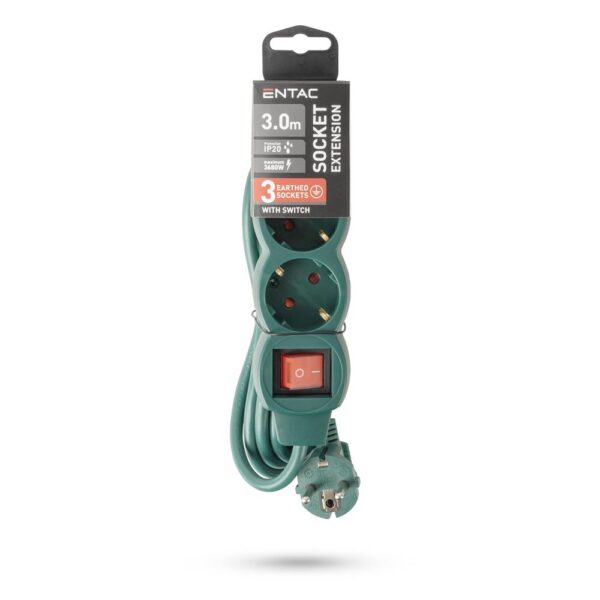 ese15g3-3-sw-g_b.jpg Entac Πολύπριζο 3 Θέσεων με Διακόπτη S1 3G1.5 Πράσινο 3m