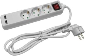 Entac Πολύπριζο 3 Θέσεων με Διακόπτη 3G1.5 & 2 Θύρες USB 3m