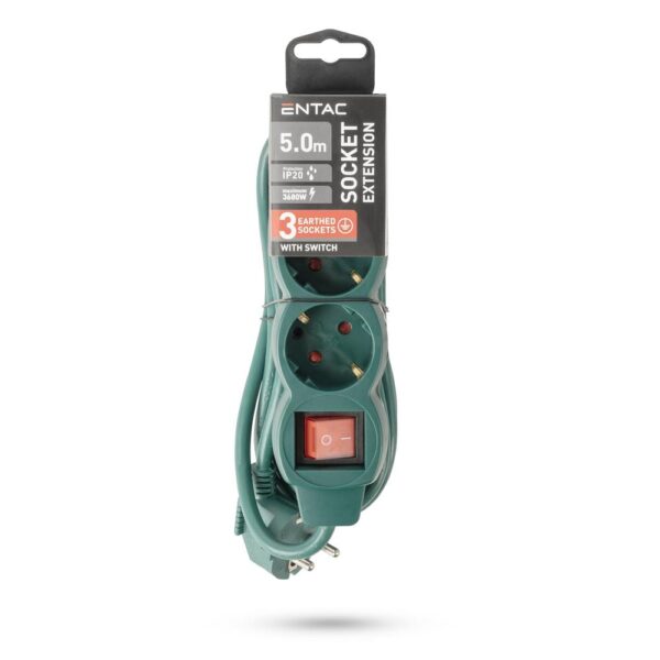 ese15g3-5-sw-g_b.jpg Entac Πολύπριζο 3 Θέσεων με Διακόπτη S1 3G1.5 Πράσινο 5m