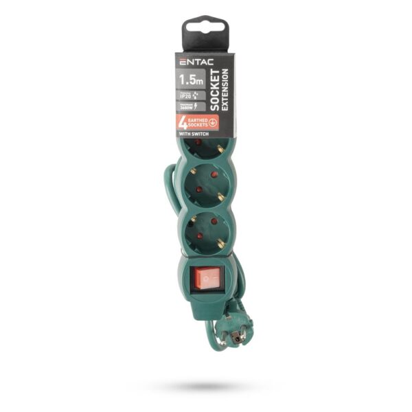 ese15g4-15-sw-g_b.jpg Entac Πολύπριζο 4 Θέσεων με Διακόπτη S1 3G1.5 Πράσινο 1.5m