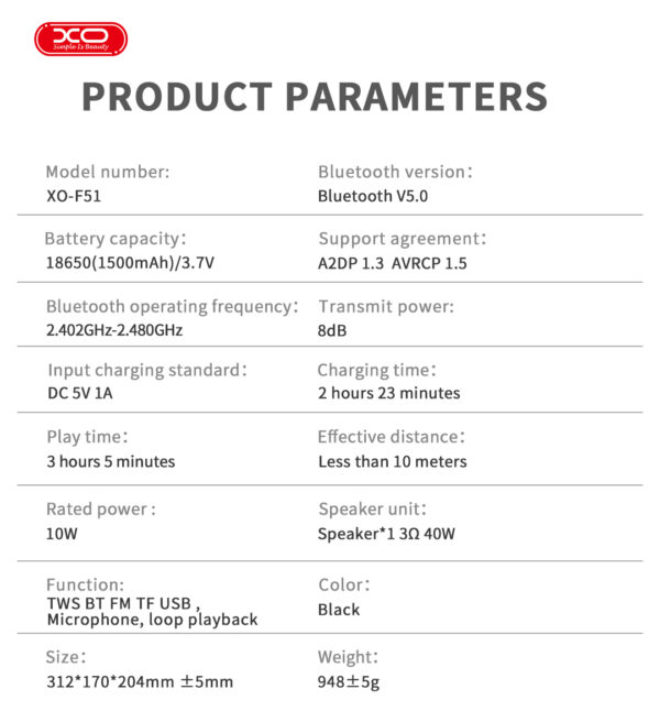 XO F51 Colored Jade Εξωτερικό Ηχείο RGB Bluetooth 10W