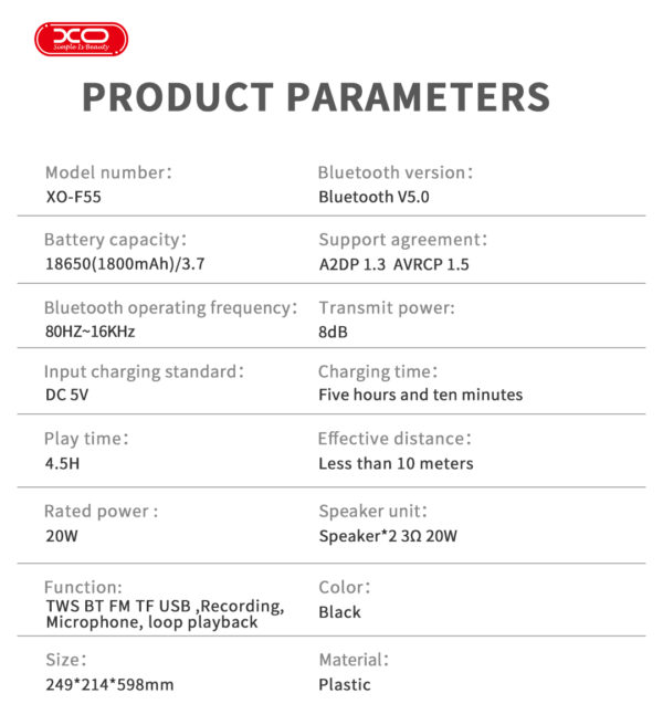 XO F55 Boat Διπλό Ηχείο Bluetooth 8' Horn RGB 20W