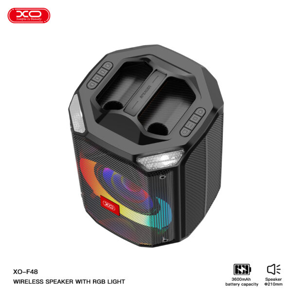 XO F48 Διπλό Bluetooth Ηχείο 40W 8" RGB (με Τηλεχειριστήριο)