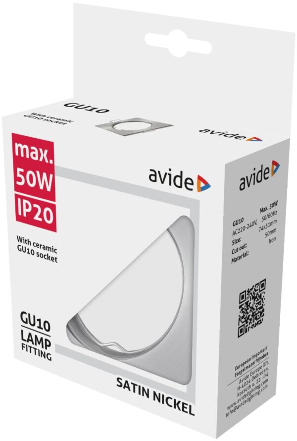 Avide GU10 Πλαίσιο Τετράγωνο Σατέν Νίκελ