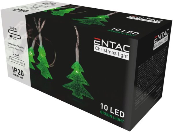 Entac Χριστουγεννιάτικα Εσωτερικά PVC Πράσινα Δέντρα 10 LED 1,65μ (2xAA Δεν περιλαμβ.)
