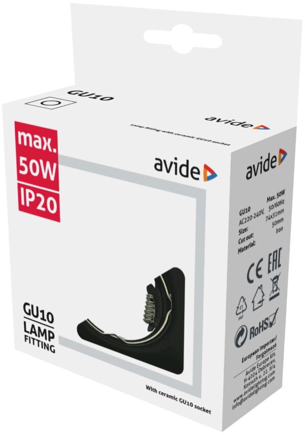 gla.jpg Avide GU10 Πλαίσιο Τετράγωνο Ανθρακί