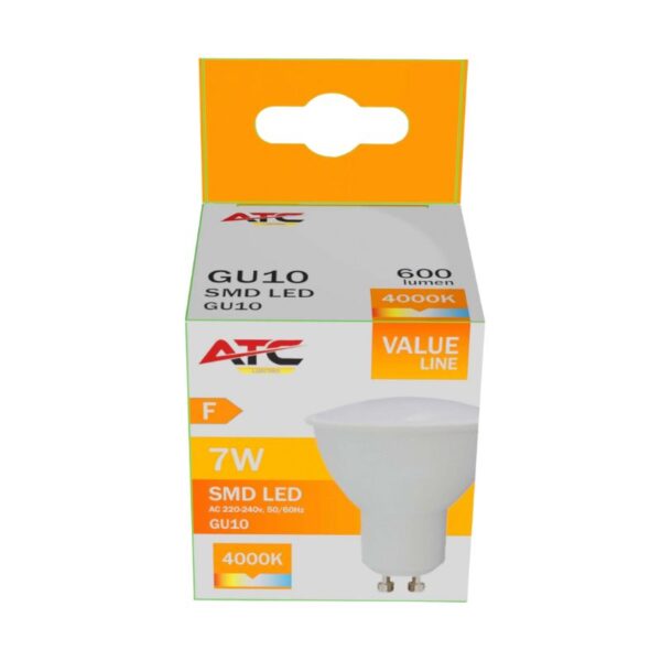ATC SMD Λαμπτήρας LED Spot GU10 230V 7W/600LM 110° 4000K