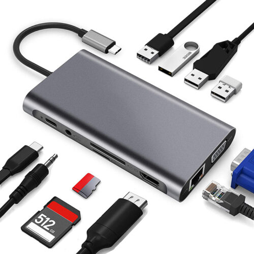 h43e9b1a2cc6d42829e6dcee38b1ccb18x.jpg Μετατροπέας 11in1 RJ45 USBx4 VGA HDMIPD SD TF Audio