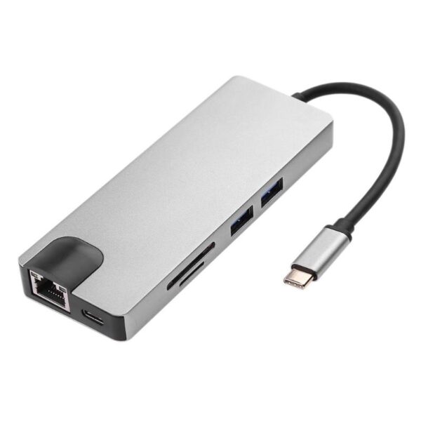 hc0fe419e1aa74fb69531e3651cbfe188t.jpg Μετατροπέας 8in1 USB C hub RJ45 HDMI USBx2 VGA SD TF USB3.0x2