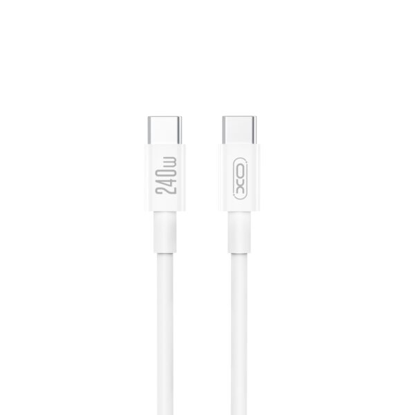 XO NB-Q298 Καλώδιο Φόρτισης & Μεταφοράς Δεδομένων Type-C σε Type-C 240W Λευκό 1m