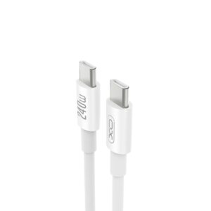 XO NB-Q298 Καλώδιο Φόρτισης & Μεταφοράς Δεδομένων Type-C σε Type-C 240W Λευκό 1m