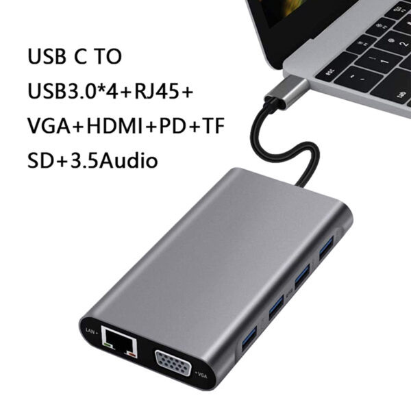 hefc8ab8aab4541e3ab5226fd4f0863dce.jpg Μετατροπέας 11in1 RJ45 USBx4 VGA HDMIPD SD TF Audio
