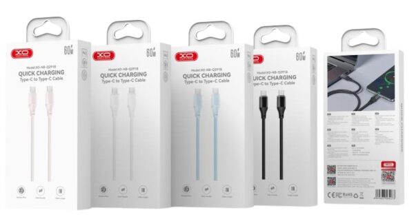 XO NB-Q291B Braided Type-c σε Type-c 60W Καλώδιο Δεδομένων Μαύρο