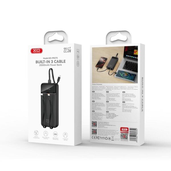 image_20251218120902_522_11.jpg XO PR275 Powerbank 22.5W+20W με 3 Ενσωματωμένα Καλώδια 2x USB-C, 1x Lightning & Ψηφιακή Οθόνη 20.000 mAh