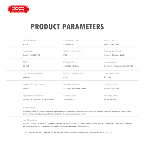 j6_1.jpg XO J6 Amoled smart sports call watch (Ασημί)