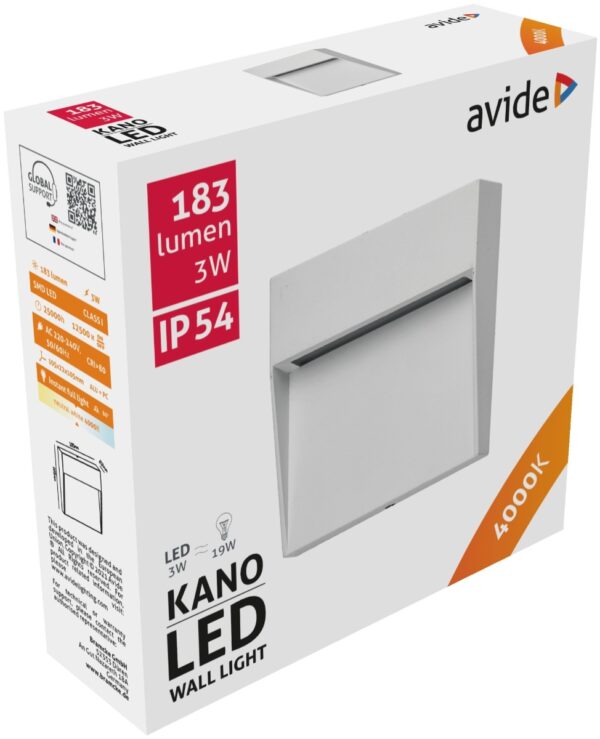 kano.jpg Avide Εξωτερικό Φώς Σκάλας Kano LED 3W Λευκό 4000K IP54 10.5cm