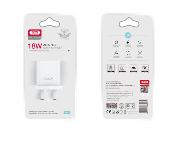XO L103 (UK) QC3.0 18W Φορτιστής