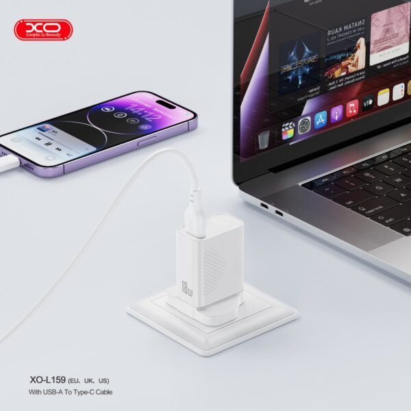 XO L159 Φορτιστής Ταχείας Φόρτισης (UK) QC 18W 1x USB-A