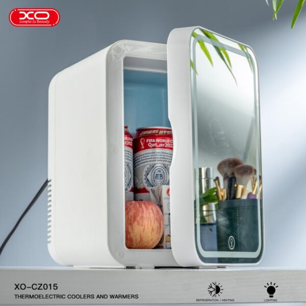 XO CZ015 Μίνι Ψυγείο διπλής χρήσης για το σπίτι και το αυτοκίνητο με καθρέφτη μακιγιάζ 8 λίτρων