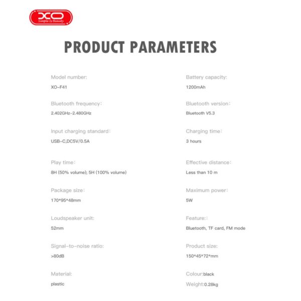 XO F41 Ρολόι - Ξυπνητήρι με Ηχείο Bluetooth FM-Radio