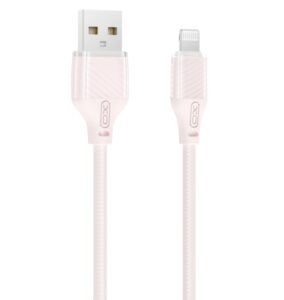 XO NB291 Καλώδιο Φόρτισης & Μεταφοράς Δεδομένων USB-A σε Lighting Πλεκτό 6A Ροζ 1m