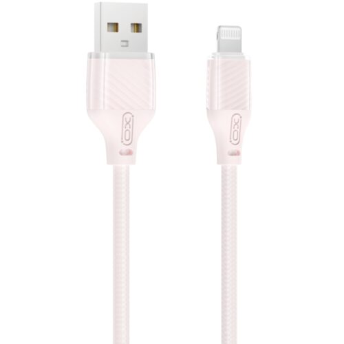 XO NB291 Καλώδιο Φόρτισης & Μεταφοράς Δεδομένων USB-A σε Lighting Πλεκτό 6A Ροζ 1m