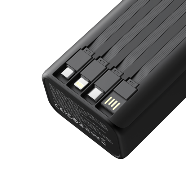 XO PR285 Powerbank PD20W & QC22.5W με 4 Ενσωματομένα Καλώδια & Φωτισμό LED 30.000mAh