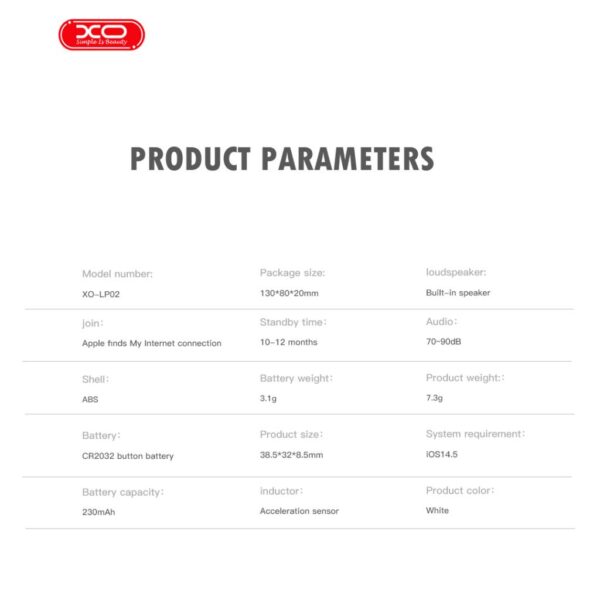 XO LP02 MFI Bluetooth Εντοπισμού Συσκευής Apple