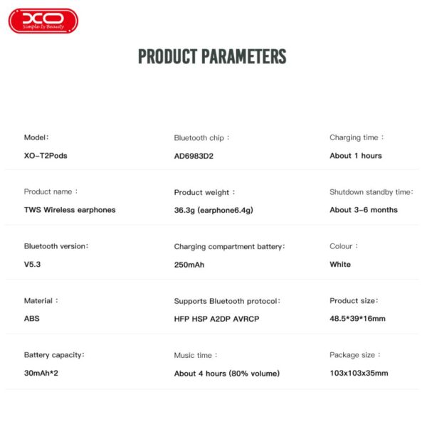 l_42__3.jpg XO T2 Pods Bluetooth Ακουστικά 2ης Γενιάς