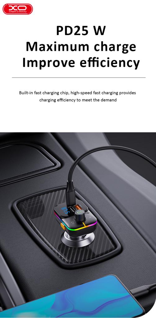 XO BCC09 Φορτιστής Αυτοκινήτου Bluetooth MP3 με TF card slot + PD 25W