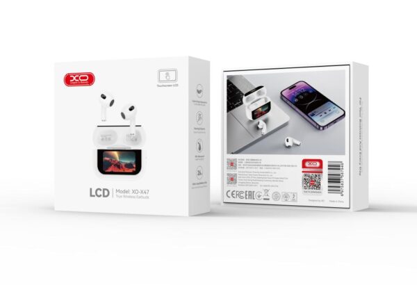 XO X47 Smart TWS Ακουστικά 4ης Γενιάς με Οθόνη (Λευκά)