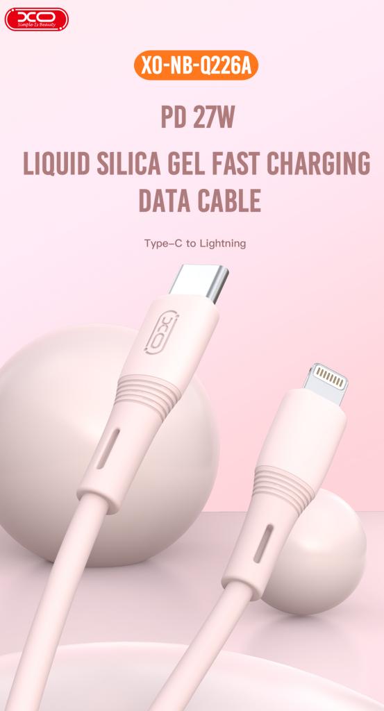 XO NB-Q226A Καλώδιο Φόρτισης - Data 27W Type-C σε Lightning 1m Ροζ