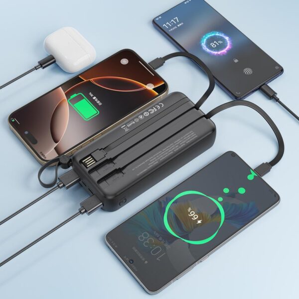 l_75__4.jpg XO PR279 Powerbank με Καλώδια USB-A Type-C Micro & Lightning 20.000mAh