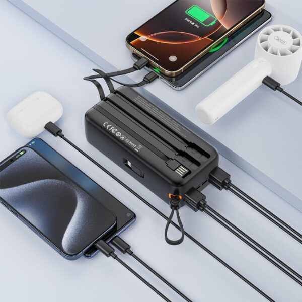 l_83__3.jpg XO PR280 Powerbank με Καλώδια USB-A Type-C Micro & Lightning 30.000 mAh