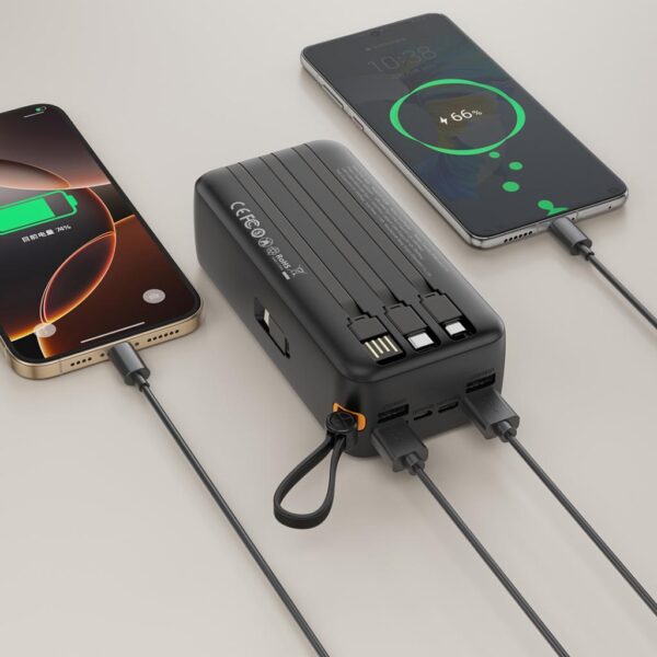l_84__2.jpg XO PR280 Powerbank με Καλώδια USB-A Type-C Micro & Lightning 30.000 mAh