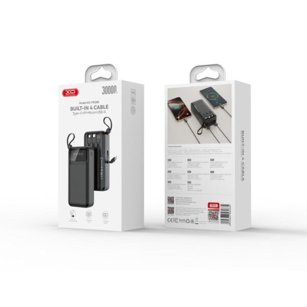 l_86__4.jpg XO PR280 Powerbank με Καλώδια USB-A Type-C Micro & Lightning 30.000 mAh
