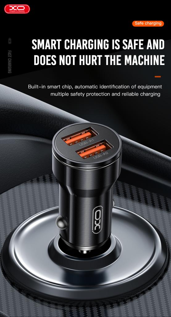 l_90_.jpg XO CC48 Smart Μεταλλικός Διπλός USB Universal Φορτιστής Αυτοκινήτου